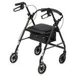 Rollator Rolling Walker with 6" Wheels, Fold Up Removable Back Support and Padded Seat, Red
