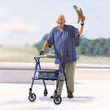 Fit Rollator Rolling Walker with Padded Seat, Backrest and Storage Bag, Pacific Blue