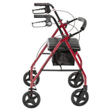 Aluminum Rollator Rolling Walker with Fold Up and Removable Back Support and Padded Seat, Red