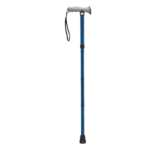 Adjustable Lightweight Folding Cane with Gel Hand Grip, Blue Crackle