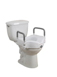 Elevated Raised Toilet Seat with Removable Padded Arms, Standard Seat