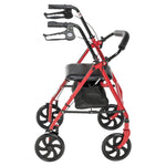 Four Wheel Rollator Rolling Walker with Fold Up Removable Back Support, Red