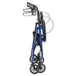 Rollator Rolling Walker with 6" Wheels, Fold Up Removable Back Support and Padded Seat, Blue