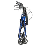 Rollator Rolling Walker with 6" Wheels, Fold Up Removable Back Support and Padded Seat, Blue