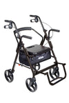 Duet Dual Function Transport Wheelchair Rollator Rolling Walker, Black