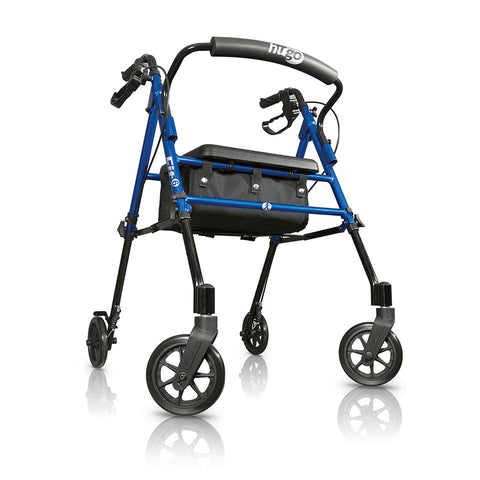 Fit Rollator Rolling Walker with Padded Seat, Backrest and Storage Bag, Pacific Blue