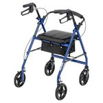 Aluminum Rollator Rolling Walker with Fold Up and Removable Back Support and Padded Seat, Blue