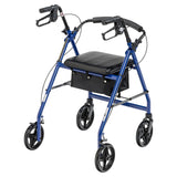 Aluminum Rollator Rolling Walker with Fold Up and Removable Back Support and Padded Seat, Blue
