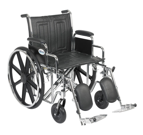 Sentra EC Heavy Duty Wheelchair, Detachable Desk Arms, Elevating Leg Rests, 20" Seat