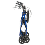 Aluminum Rollator Rolling Walker with Fold Up and Removable Back Support and Padded Seat, Blue