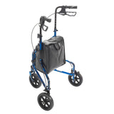 3 Wheel Rollator Rolling Walker with Basket Tray and Pouch, Flame Blue