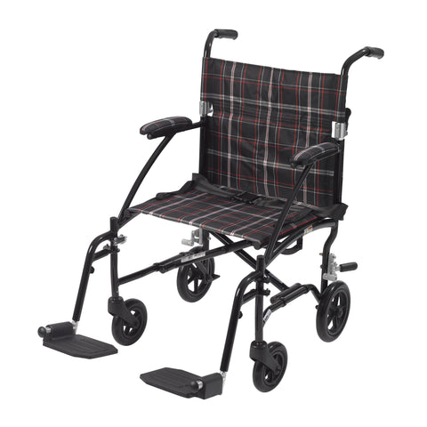 Lightweight Transport Wheelchair, 19" Seat, Red