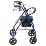 Aluminum Rollator Rolling Walker with Fold Up and Removable Back Support and Padded Seat, Blue