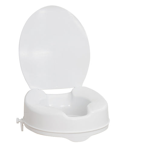 Raised Toilet Seat with Lid, White, 4"