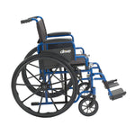 Blue Streak Wheelchair with Flip Back Desk Arms, Swing Away Footrests, 18" Seat