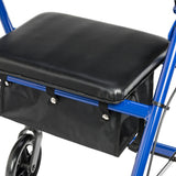 Rollator Rolling Walker with 6" Wheels, Fold Up Removable Back Support and Padded Seat, Blue