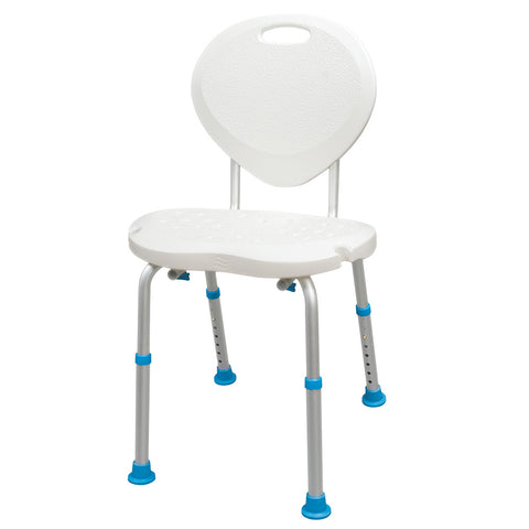 Adjustable Bath and Shower Chair with Non-Slip Comfort Seat and Backrest, White