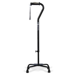 Adjustable Quad Cane for Right or Left Hand Use, Large Base, Ebony