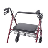 Heavy Duty Bariatric Rollator Rolling Walker with Large Padded Seat, Red