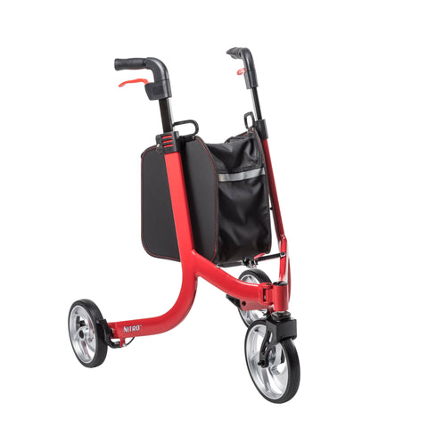 Rollator Rolling Walker with 6" Wheels, Fold Up Removable Back Support and Padded Seat, Black