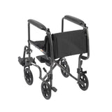 Lightweight Steel Transport Wheelchair, Fixed Full Arms, 19" Seat