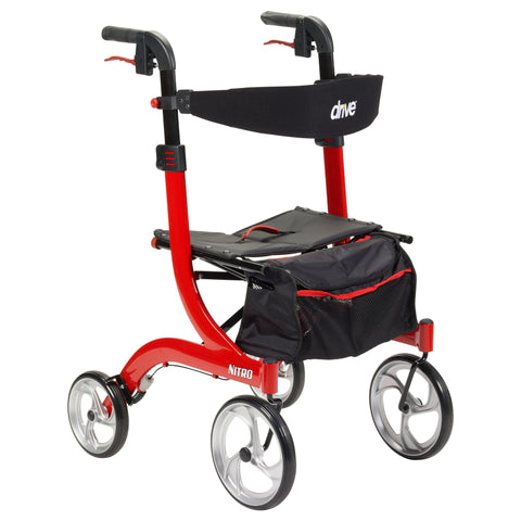 Nitro Euro Style Rollator Rolling Walker, Red