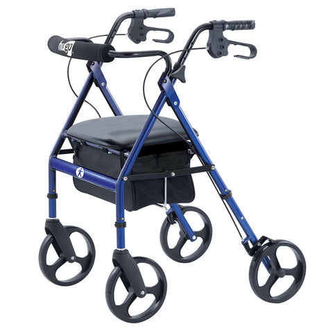 Portable Rollator Rolling Walker with Seat, Backrest and 8" Wheels, Blue