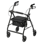 Rollator Rolling Walker with 6" Wheels, Fold Up Removable Back Support and Padded Seat, Red