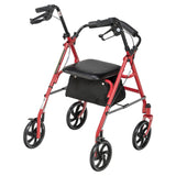 Four Wheel Rollator Rolling Walker with Fold Up Removable Back Support, Red