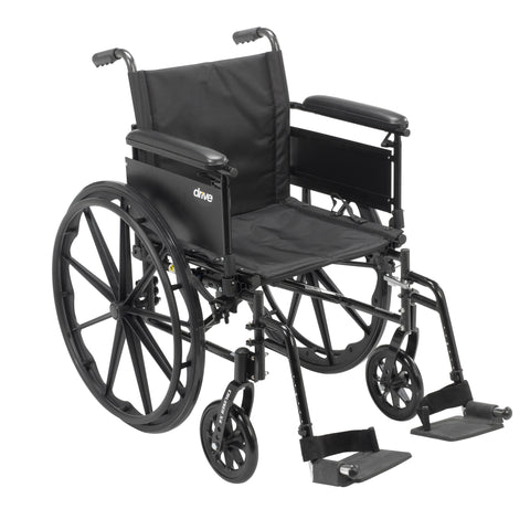 Cruiser X4 Lightweight Dual Axle Wheelchair with Adjustable Detachable Arms, Full Arms, Swing Away Footrests, 20" Seat