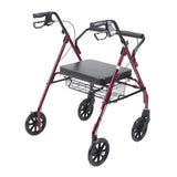 Heavy Duty Bariatric Rollator Rolling Walker with Large Padded Seat, Red
