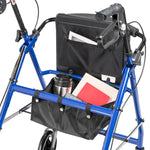 Rollator Rolling Walker with 6" Wheels, Fold Up Removable Back Support and Padded Seat, Blue