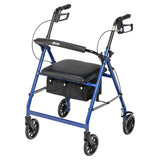 Rollator Rolling Walker with 6" Wheels, Fold Up Removable Back Support and Padded Seat, Blue