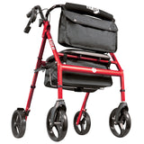 Elite Rollator Rolling Walker with Seat, Backrest and Saddle Bag, Garnet Red