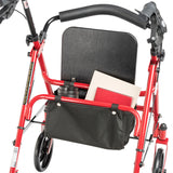 Four Wheel Rollator Rolling Walker with Fold Up Removable Back Support, Red