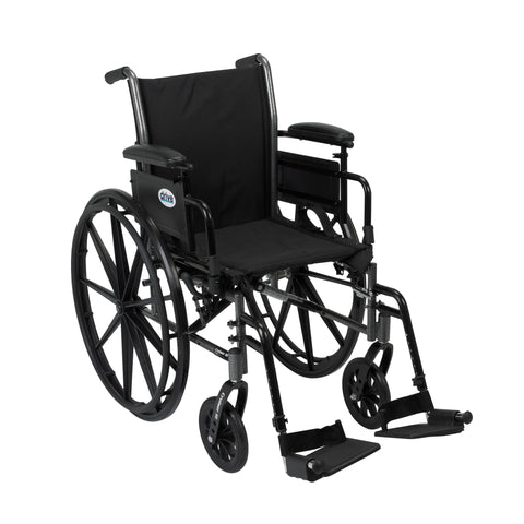 Cruiser III Light Weight Wheelchair with Flip Back Removable Arms, Adjustable Height Desk Arms, Swing away Footrests, 20"